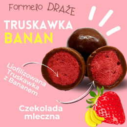 Liofilizowana truskawka z bananem w czekoladzie mlecznej 100g opakowanie bag