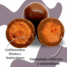 Liofilizowana śliwka z rokitnikiem w czekoladzie mlecznej 100g opakowanie bag