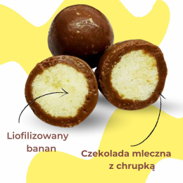 Liofilizowany banan w czekoladzie mlecznej z chrupką 100g opakowanie bag