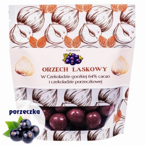 Orzech laskowy w czekoladzie czarna porzeczka i gorzkiej 64% cacao 100g opakowanie bag