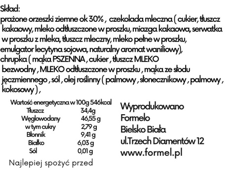 Orzeszki ziemne w czekoladzie mlecznej z dodatkiem chrupki 100g opakowanie bag Orzeszki ziemne w czekoladzie mlecznej z dodatkiem chrupki 100g opakowanie bag